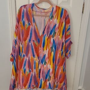 NWOT JODIFL Multicolor Abstract Tunic Top